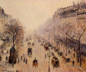 Camille Pissarro œuvres - boulevard montmartre matin lumière du soleil et brume 1897 Camille Pissarro